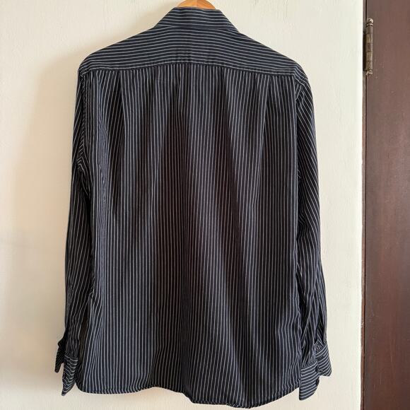 PAUL SMITH | Black and White Striped Button up Collared Shirt | Large - Picture 2 of 7